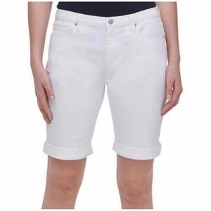 NWT DKNY White Bermuda Shorts Denim Cuffed Womens Size 6